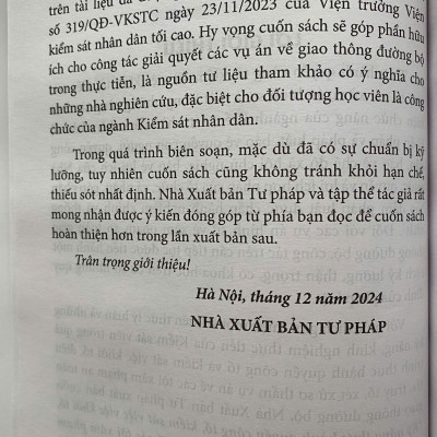 Kỹ Năng Thực Hành Quyền Công Tố, Kiểm Sát Việc Khởi Tố, Điều Tra, Truy Tố, Xét Xử Sơ Thẩm Vụ Án Về Các Tội X.  âm phạm An Toàn Giao Thông