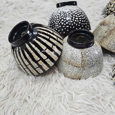 Chén tre quấn Bamboo phủ sơn mài cẩn trứng cao cấp , hàng xuất khẩu size 7.5x11 cm