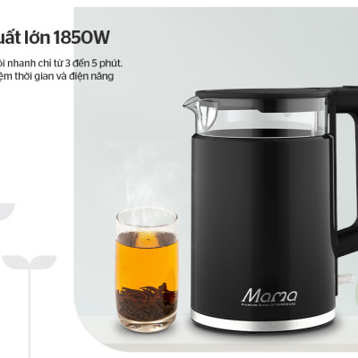 [Hàng Chính Hãng]  Ấm Siêu Tốc Thủy Tinh Cao Cấp Sunhouse SHD1330 1.7 Lít - Bảo Hành 24 Tháng Toàn Quốc