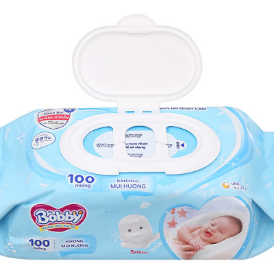 Khăn ướt Bobby NANO Bạc kháng khuẩn gói 100 tờ không hương