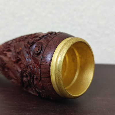 Tẩu Bắt Tóp Ci gar TG012 Ring Size 40-60 Bằng Gỗ Khắc Họa Tiết Rộng Cuộn Cực Đẹp - Hàng Thủ Công