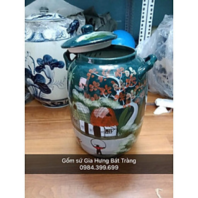Hũ đựng 25kg gạo gốm sứ Gia Hưng Bát Tràng