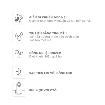 Máy lọc không khí Cuckoo CAC-AG0110FW/WHCKV Khuếch tán tinh dầu dùng trong xe ô tô - Hàng chính hãng Cuckoovina