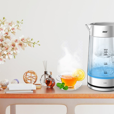 Ấm Đun Siêu Tốc 2 Lớp 1.7L Lorca TA 3006A Hàng Chính Hãng Ấm Đun Nước Thủy Tinh Inox Đun Nhanh, Công Suất Lớn 2200W