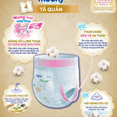 COMBO 2 Bỉm - Tã quần Moony Natural size L-36 miếng (cho bé 9-14kg)