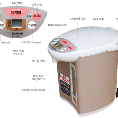 Bình Thủy Điện Zojirushi ZOBT-CD-JUQ30-CT - 3.0 L - Hàng chính hãng