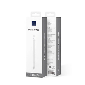 Bút cảm ứng Wiwu W A03 cho iPad (từ 2018 trở đi) sạc nam châm, chống tỳ tay - hàng chính hãng