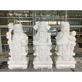 Bộ tượng Tam Đa Phúc Lộc Thọ đá cẩm thạch trắng - Cao 30cm