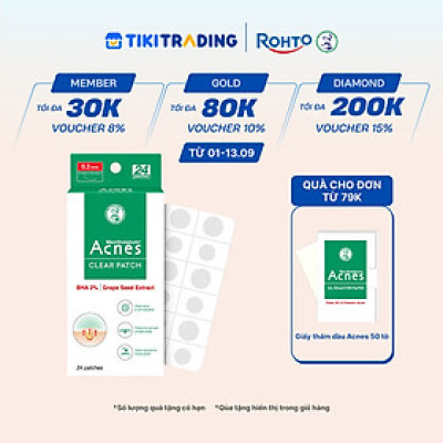 Miếng dán mụn giúp giảm mụn sưng viêm Acnes Clear Patch (24 Miếng)