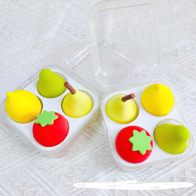 Combo 4 món mút tán phấn  cao cấp hình  trái cây giọt nước , tán phấn siêu mềm mại hình giọt nước , có độ đàn hồi cao , dẻo ,không bị biến dạng ,nhiều màu sắc cute xinh xắn đáng yêu