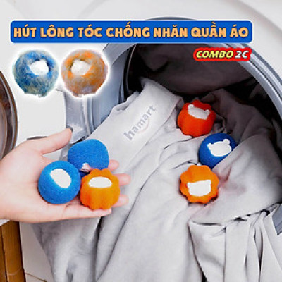 SET 2 Bóng Giặt Quần Áo Hút Lông PET Thú Cưng Banh Chống Nhăn Đồ PU Dính Tóc Hiệu Quả