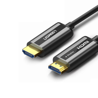 Cáp tín hiệu HDMI 2.0 Sợi Quang Hỗ Trợ 4K@60Hz HDR Cao Cấp dài 15M màu đen UGREEN HD50215Hd132 Hàng chính hãng