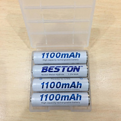 Vỉ 4 Pin sạc AAA (3A) BESTON , Pin đũa sạc dung lượng 1100mAh Tặng kèm hộp đựng pin