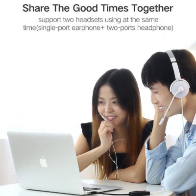 Ugreen UG40964CM129TK 15CM màu Đen Bộ chuyển USB 2.0 sang Loa + MIC chuẩn 3.5mm có điều khiển - HÀNG CHÍNH HÃNG