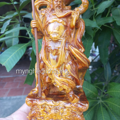 Tượng quan công trấn ải bằng gỗ huyết long  đẹp long lanh kt cao 20×9×6cm 