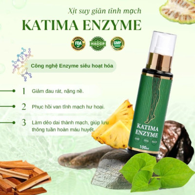Xịt giãn tĩnh mạch Katima Enzyme - Đẩy lùi suy giãn tĩnh mạch - hộp 100ml