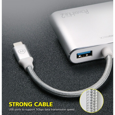 Cổng chuyển đổi MicroPack POWER HUB MINI 2 MDC-4V USB-C To 4 Ports HDMI 4K-60Hz/ VGA FullHD/ USB-C PD 100W/ USB-A Hàng Chính Hãng