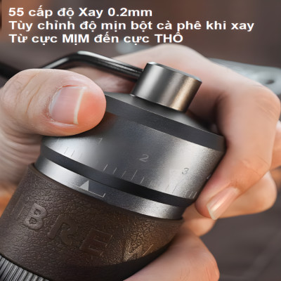 Máy xay hạt cà phê cầm tay chuyên nghiệp, lưỡi xay 6 cánh core kép, 55 cấp độ và 11 level thương hiệu HiBREW G4B - Hàng Nhập Khẩu