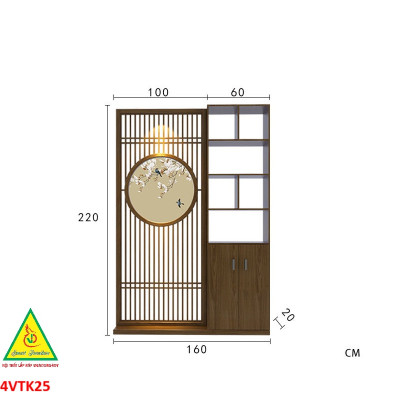 Vách ngăn phòng khách, vách ngăn tủ kệ bằng gỗm bình phong tranh 4VTK25 - NỘI THẤT LẮP RÁP VIENDONGADV