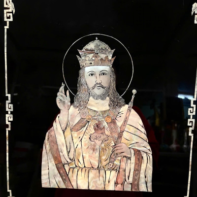 Tranh Sơn Mài - CHÚA KITÔ VUA | Khảm Cừ Cao Cấp – Ốc Chìm | Hàng Xuất Khẩu | Size 34x49 cm