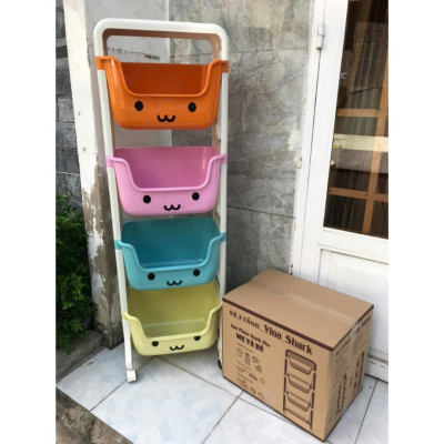 Kệ Gấu Đựng Đồ Đa Năng 4 Tầng Cho Bé - Kệ Đựng Đồ Chơi Có Bánh Xe Tiện Lợi - HÀNG CHÍNH HÃNG MINIIN