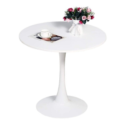 Bàn tròn café 60 cm màu trắng Bàn tròn chân trụ lõi thép mặt composite cao cấp TE Tulip – 06 S