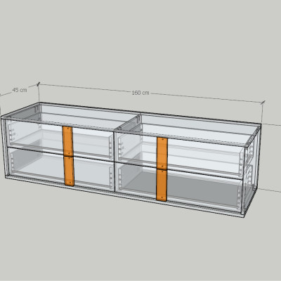 HAPPY FURNITURE , Tủ lưu trữ 4 ngăn kéo - SPACE, THK_281 , 160cm x 45cm x 43cm DxRxC