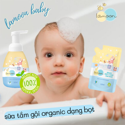Sữa tắm gội Organic cho bé dạng bọt Lamoon - Bình 250ml