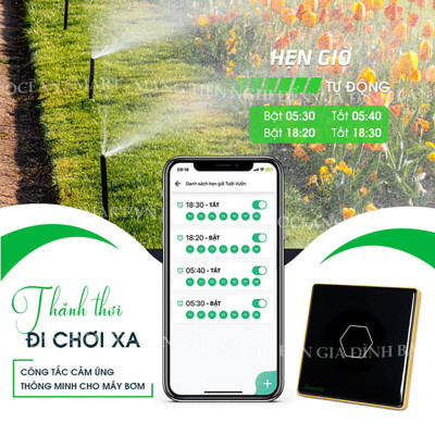 Công Tắc Cảm Ứng Thông Minh HUNONIC Luxury, Công Tắc Điều Khiển Từ Xa Bằng Điện Thoại Hình Vuông - HNLUXV