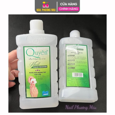 Nước Rửa Móng Axetol Quyên 500ml Chai Vuông Chữ Dập Nổi Cao Cấp Làm Nail, Dung Dịch Tẩy Rửa Sơn, Ủ Phá Gel Sạch Nhanh, Mau Khô, Không Mùi Hắc