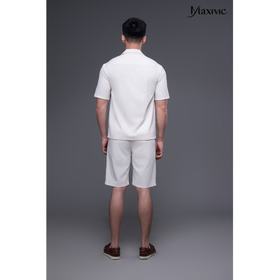 Áo sơ mi nam trắng linen ngắn 
