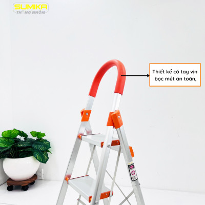 Thang nhôm ghế gia đình 4 bậc SUMIKA SK304 - Chiều cao 1.0m, tải trọng 150kg
