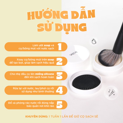 HỘP RỬA CỌ TRANG ĐIỂM KÈM XÀ BÔNG VACOSI - DC14 - VACOSI MAKEUP CLEANSER KIT