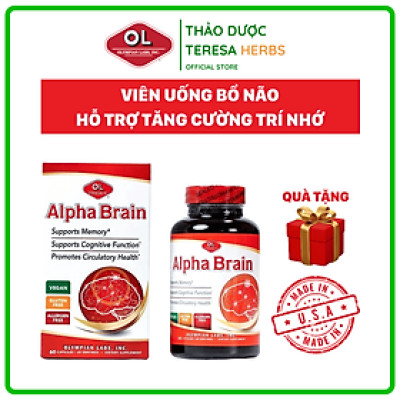 Viên uống bổ não Alpha Brain Olympian Labs Mỹ 60 viên chứa ginkgo biloba giúp tăng cường tuần hoàn não