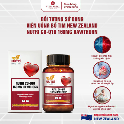 Bộ Sản Phẩm 3 Hộp Viên Uống Bổ Tim New Zealand Nutri Co Q10 160g Hawthorn 30 Viên - Nhập Khẩu Chính Hãng