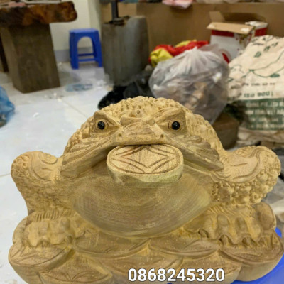 Cóc thiềm thừ phong thủy cầu tài lộc gỗ ngọc am thơm nức kt 15×11×9cm 