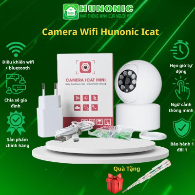 Camera Wifi Hunonic Icat 1080P Xoay 360 Độ, Theo Dõi Chuyển Động, Đàm Thoại 2 Chiều - Hàng Chính Hãng, Bảo Hành 2 Năm