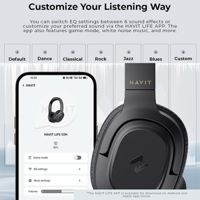 Tai nghe chụp tai Bluetooth Havit LIFE 02H H612BT - Hàng chính hãng