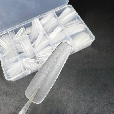 Móng Úp Nhám Chia Vạch 300 Móng Dạng Hộp Vỉ, Hộp Móng Có Vân Ngăn Rời Siêu Dài Có Vân Làm Nail Nữ Women