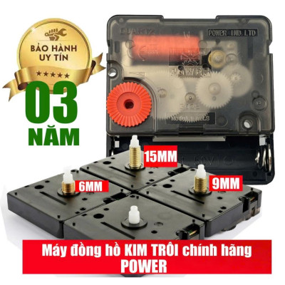 Máy đồng hồ kim trôi Power C16 – Trục 9mm – Bảo hành 36 tháng Dùng cho đồng hồ treo tường 10–80cm  – Silent Quartz
