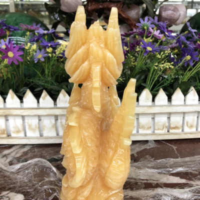 Tượng Rồng giáp phong thủy đá ngọc hoàng long - Cao 20 cm