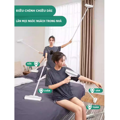 Combo Cây Lăn Bụi 24cm Cán Dài 1 Lõi Lăn Bụi Quần áo, Chăn Ga, Lông Chó Mèo