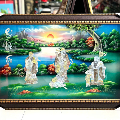  { SIÊU SALE } Tranh Sơn Mài - PHÚC LỘC THỌ | Khảm Cừ Cao Cấp | Size 50x80 cm