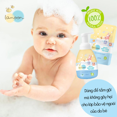 Sữa tắm gội Organic cho bé dạng bọt Lamoon - Bình 250ml