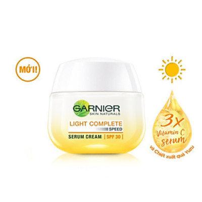 [GARNIER] Kem Dưỡng Ban Ngày Chứa Vitamin C Giúp Trắng Da, Mờ Thâm Nám Mềm Mịn Bright Complete Serum Cream SPF30 50/18ml