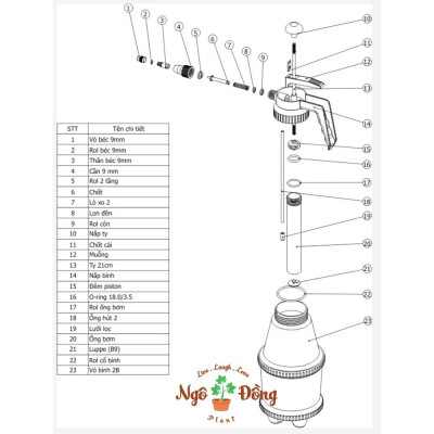 Bình Xịt Nước Phun Sương Tưới Cây Kiểng 2 Lít - 1 LÍT Dudaco Nhựa Cao Cấp Vật Tư Dụng Cụ Làm Vườn