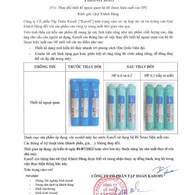Combo 10 Lõi lọc Karofi - Đúc Nguyên Khối SMAX Hiệu Suất Cao HP 6.2 - Màng RO 100GDP Hàn Quốc - Alkaline - Hydrogen - Hàng Chính Hãng