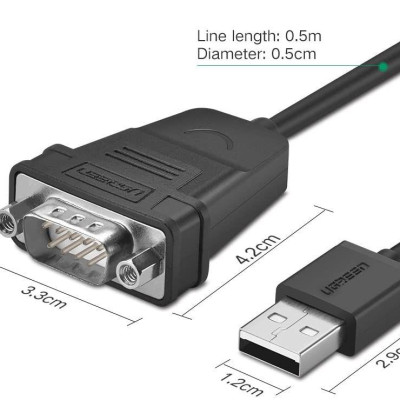 Ugreen UG30989CR104TK 1M màu đen USB 2.0 ra 9 chân đực DB9 RS 232 - HÀNG CHÍNH HÃNG