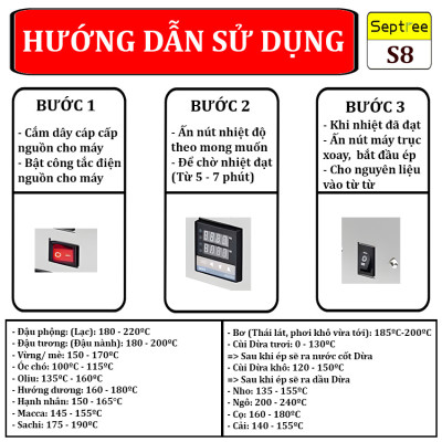 [ HÀNG NHẬP KHẨU] Máy ép dầu thực vật chuyên nghiệp Septree S8 – Dùng cho gia đình, kinh doanh, nhà hàng, khách sạn
