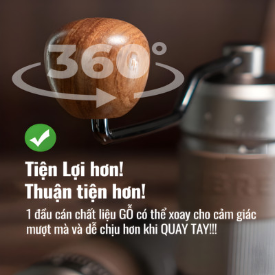 Máy xay hạt cà phê cầm tay chuyên nghiệp, lưỡi xay 6 cánh core kép, 55 cấp độ và 11 level thương hiệu HiBREW G4B - Hàng Nhập Khẩu